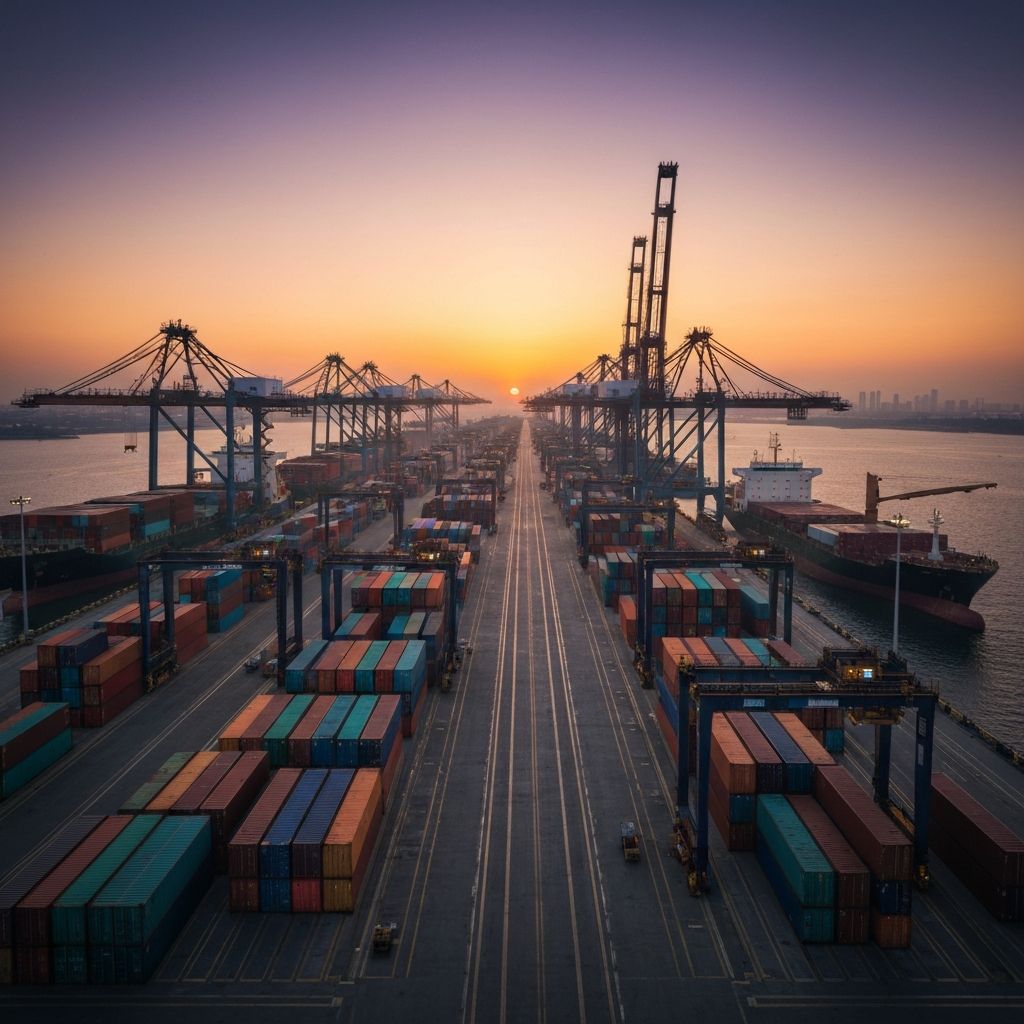 Industrial port with an international supply chain